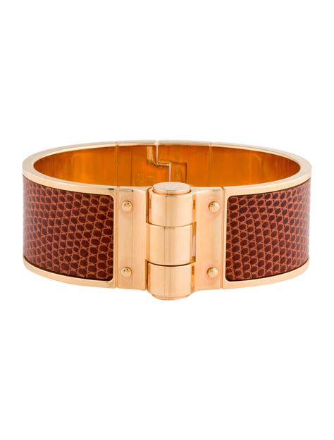 hermes hinged lizard bracelet|Hermes leather bracelets.